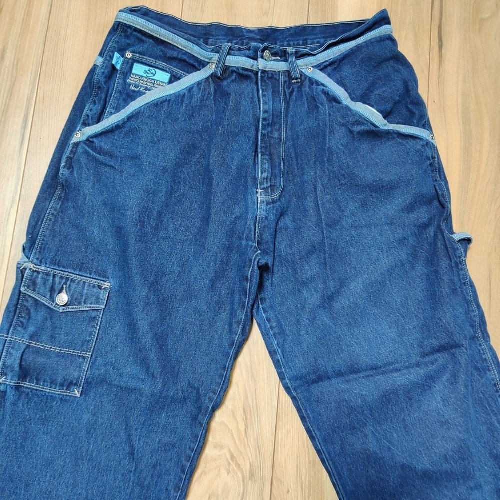 Vintage Y2K School Of Hard Knocks Embroidered Skater Carpenter Jeans Size 38X31 - Picture 2 of 15